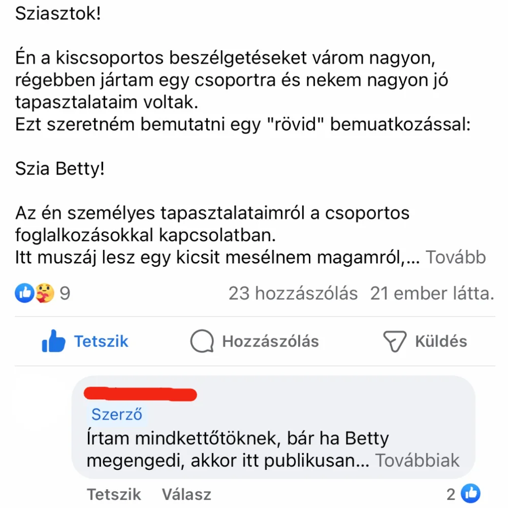 Pánik Kontroll Zárt Facebook csoporttartalmába kifotózott betekintő