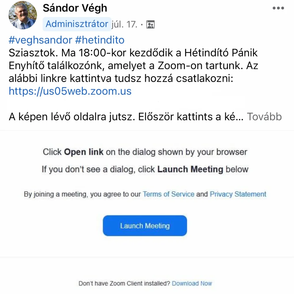 Pánik Kontroll Zárt Facebook csoporttartalmába kifotózott betekintő